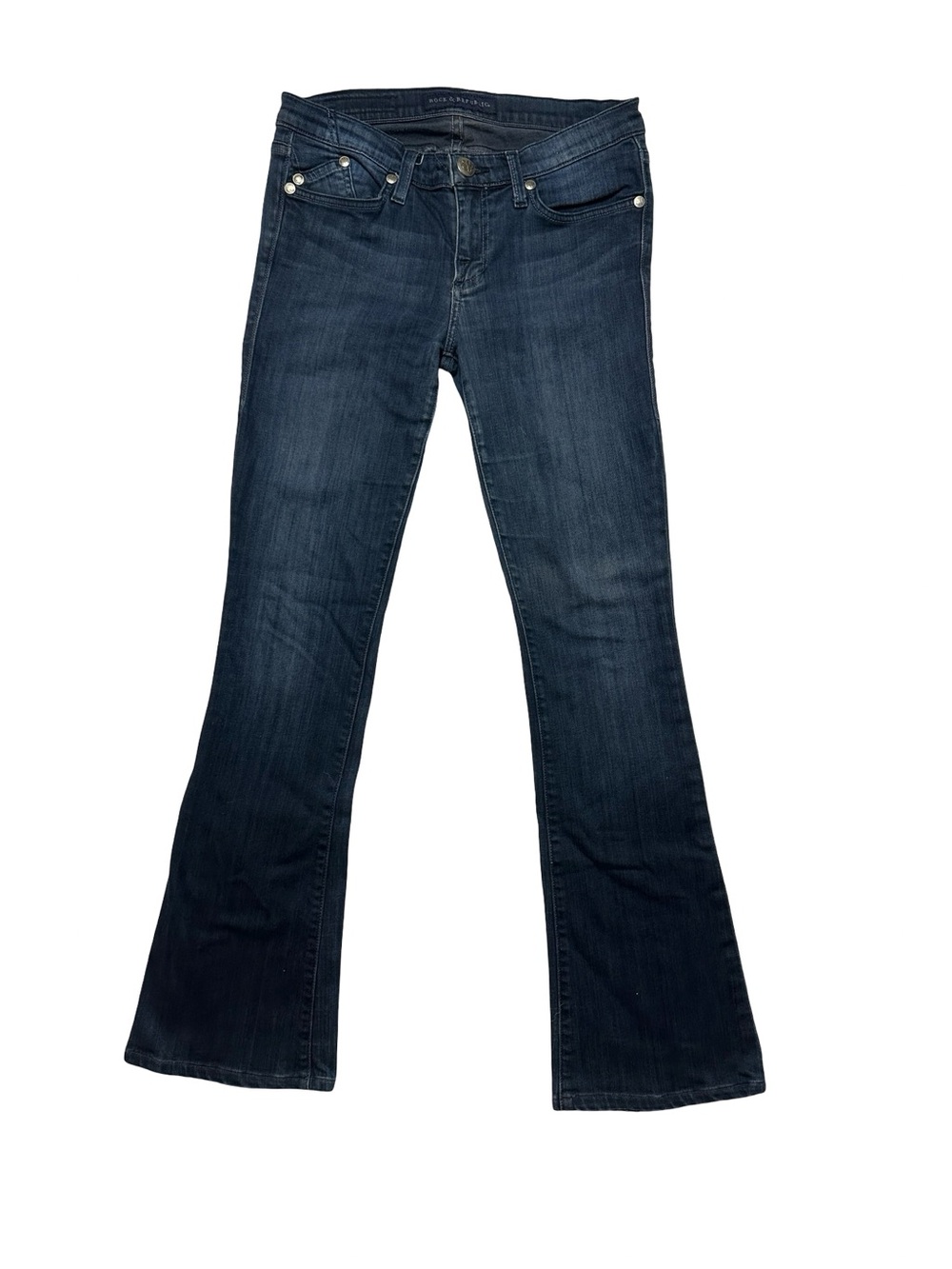 Y2K Rock & Republic Dark Wash Bootcut Jeans Size 29 R&R Embroidered Back Pockets